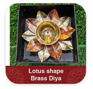 Lotus shape brass diya