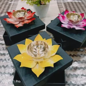 Lotus Brass Diya Multi Color